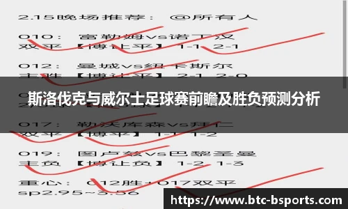 斯洛伐克与威尔士足球赛前瞻及胜负预测分析